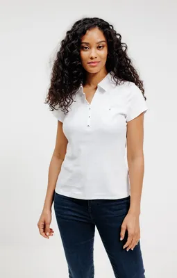 tee-shirt col chemise manches courtes