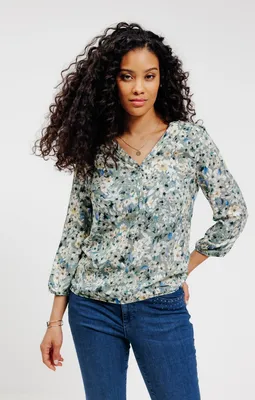 Blouse col mao manches 3/4