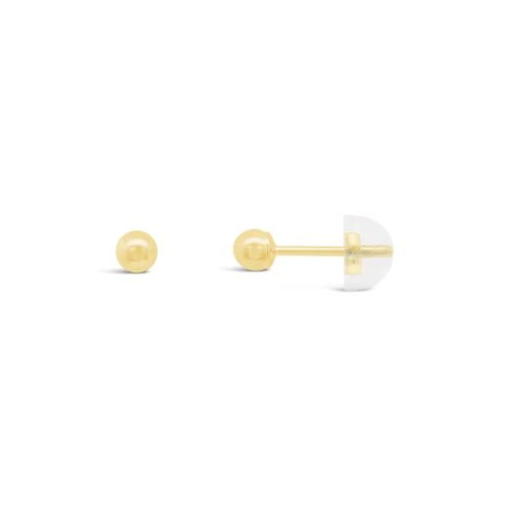 10K Yellow Gold 3mm Ball Earrings