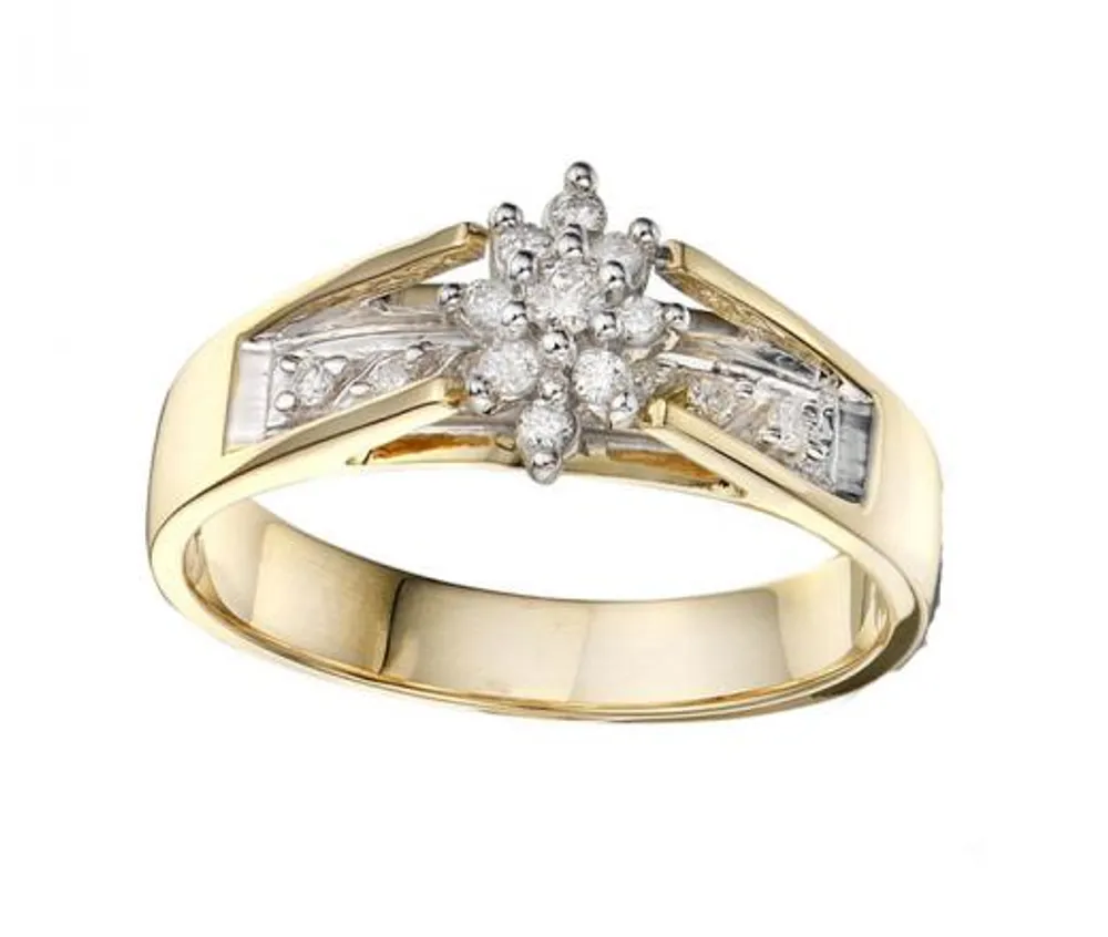 Trio Yellow Gold 0.18CTW Diamond Bridal Ring