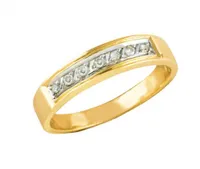 Trio Yellow Gold 0.07CTW Wedding Band