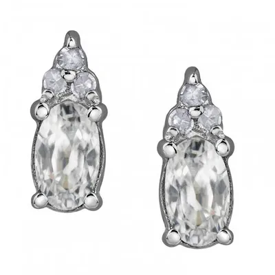 10K White Gold White Zircon & 0.05CTW Diamond Earrings