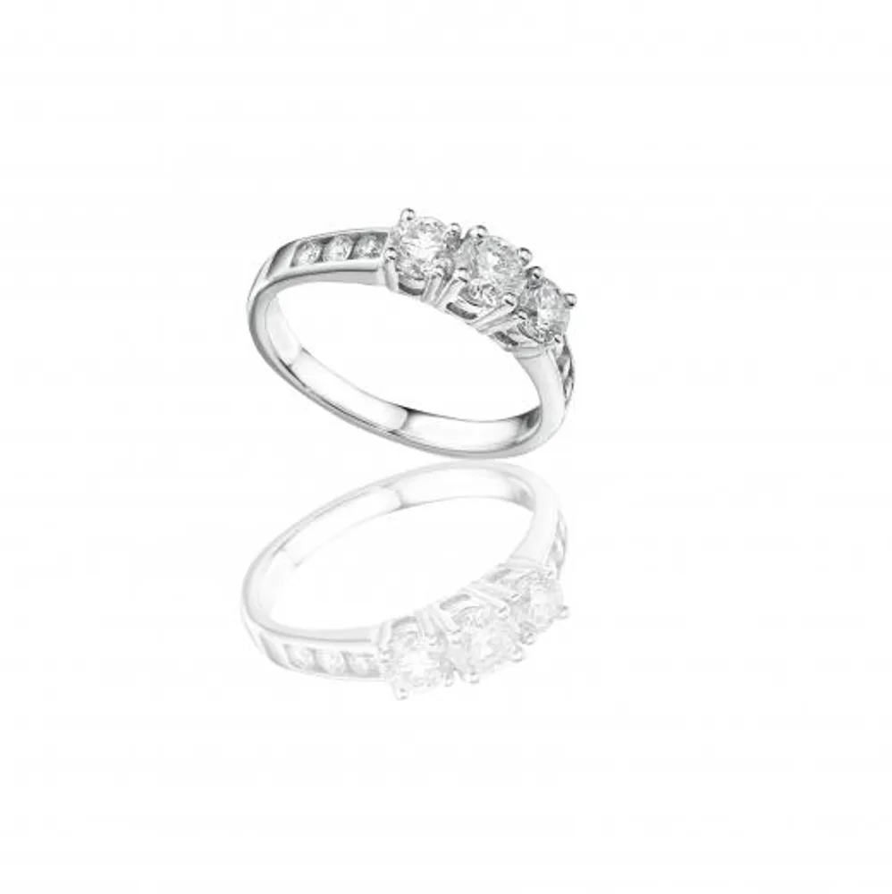 Legendary White Gold Three-Stone 1.00CTW Diamond Anniversary Ring