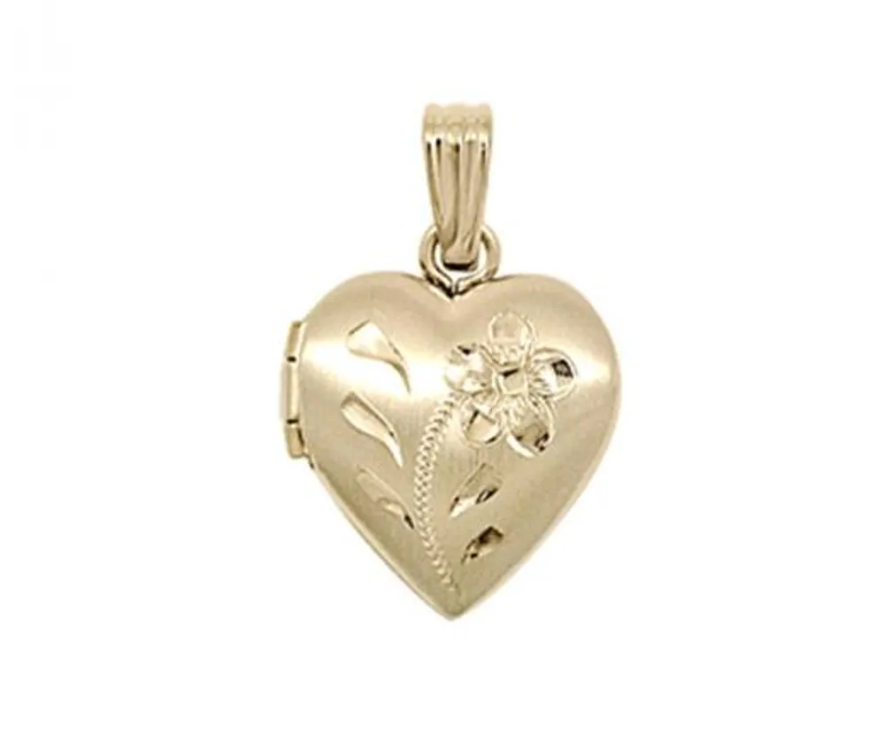 10K Yellow Gold Engraved Heart Locket