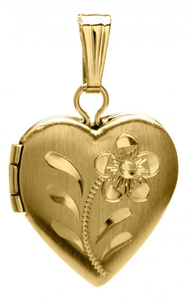 10K Yellow Gold Engraved Heart Locket