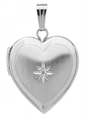 10K White Gold Diamond Set Engraved Heart Locket