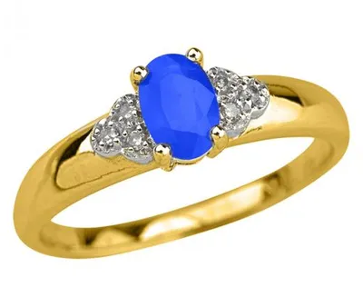 10K Yellow Gold Blue Topaz 0.03CTW Diamond Ring