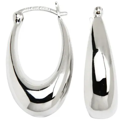 Elle Oval Puff 29X16mm Hoop Earrings