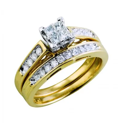 Princessa Gold 0.50CTW Diamond Bridal Set