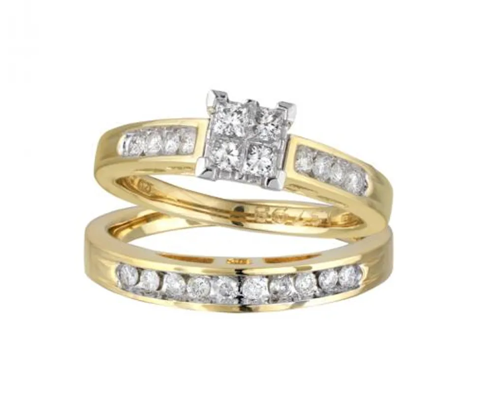 Princessa Gold 0.50CTW Diamond Bridal Set