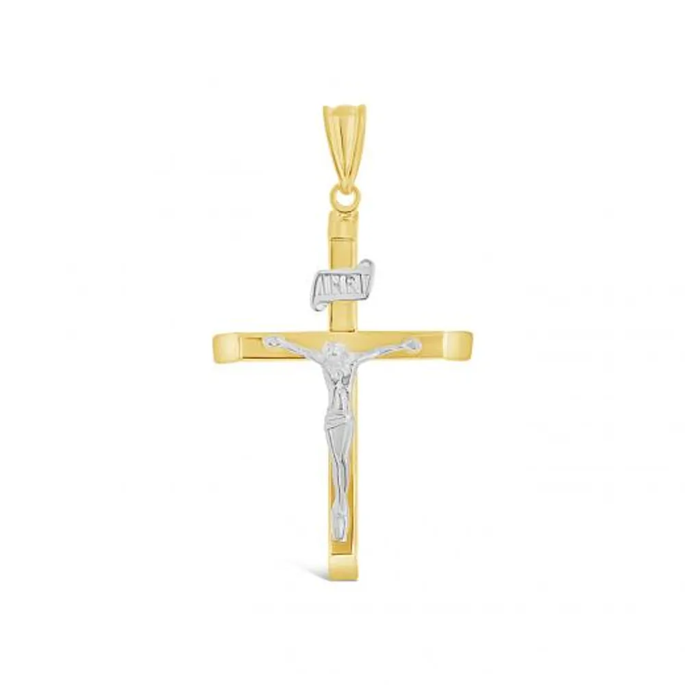 10K Yellow and White Gold Crucifix Pendant