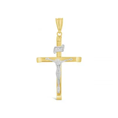 10K Yellow and White Gold Crucifix Pendant