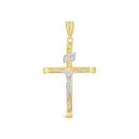 10K Yellow and White Gold Crucifix Pendant