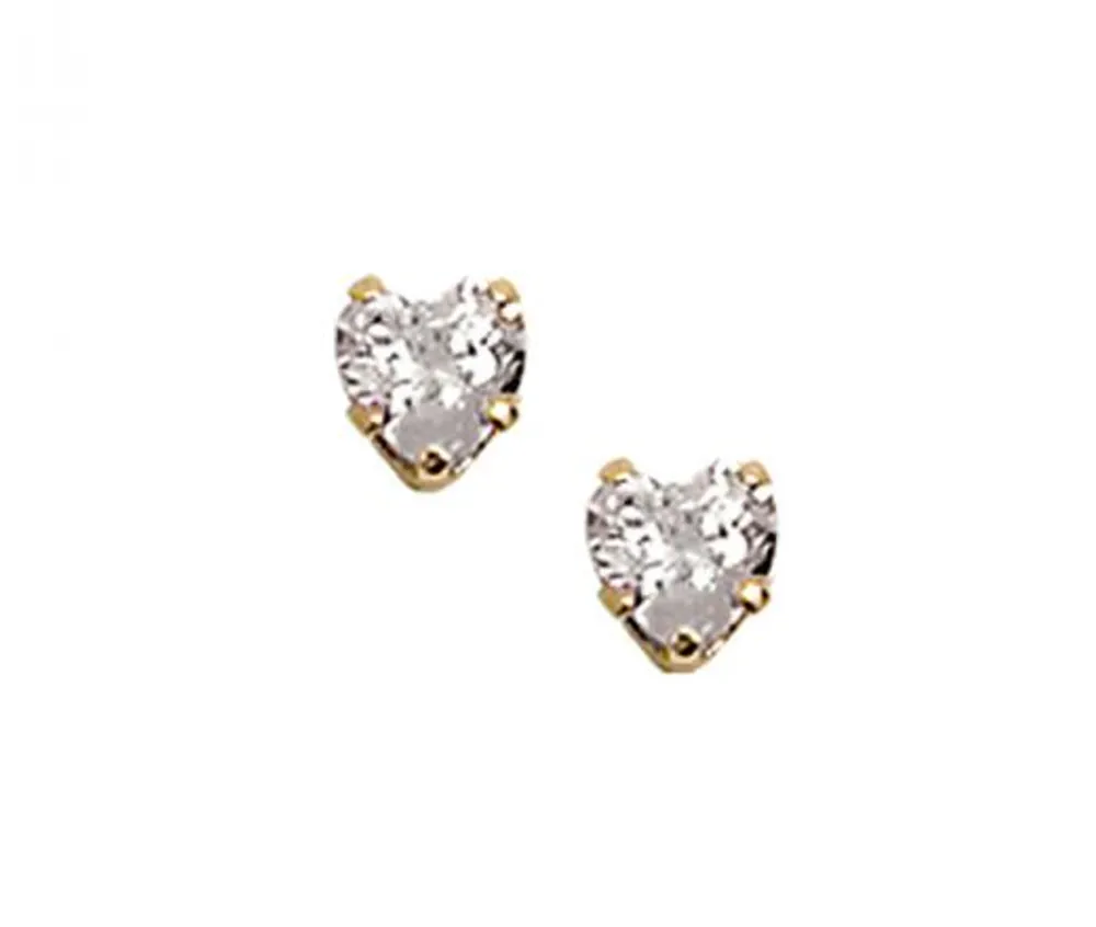 14K Yellow Gold Cubic Zirconia Earrings with 14K Gold Filled Fluted Bell Backs