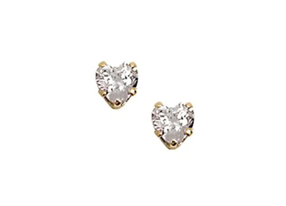 14K Yellow Gold Cubic Zirconia Earrings with 14K Gold Filled Fluted Bell Backs