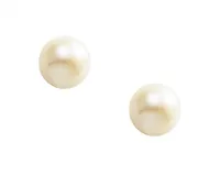 14K Yellow Gold 3mm Cultured Pearl Studs with 14K Gold Filled Fluted Bell Backs