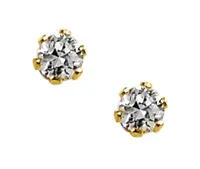 14K Yellow Gold Cubic Zirconia Studs with 14K Gold Filled Fluted Bell Backs