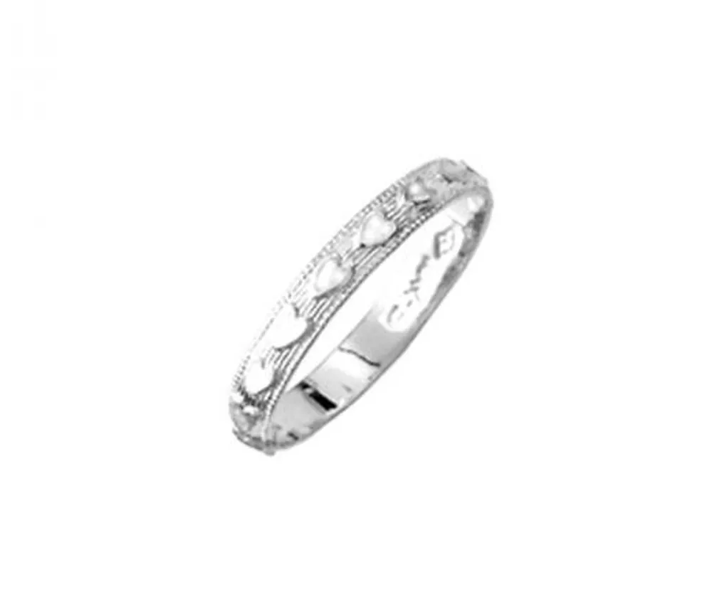 Children's 10K White Gold Patterned Size 1 Ring