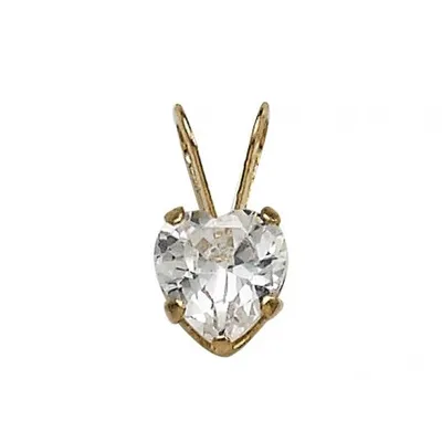 10K Yellow Gold 13" 5mm White Cubic Zirconia Heart