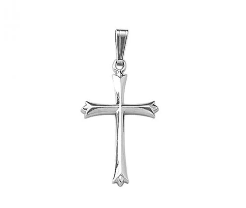 10K White Gold Solid Cross