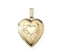 10K Yellow Gold 14mm Engraved Heart Locket