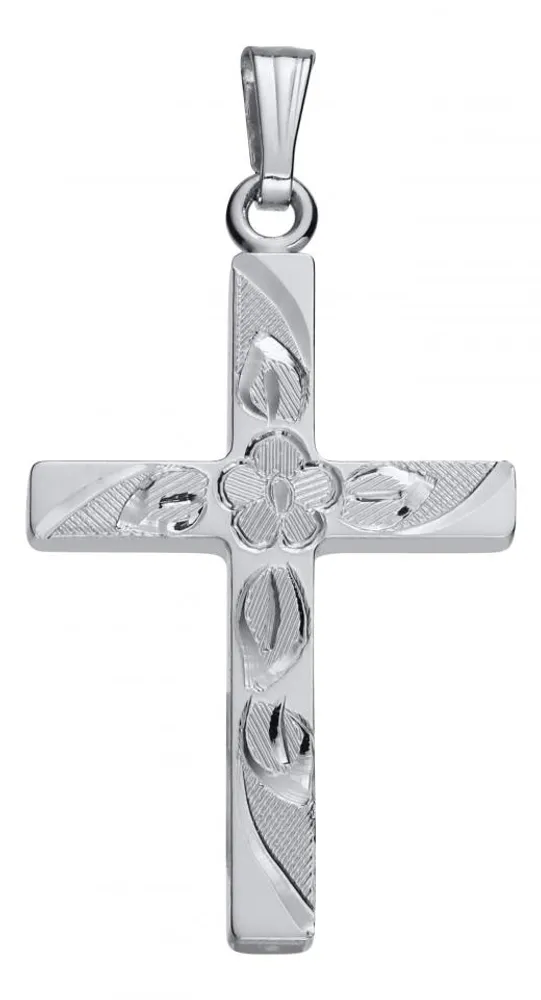 Sterling Silver 18" Engraved Cross