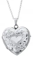 Sterling Silver 20" Engraved 4-Picture Heart