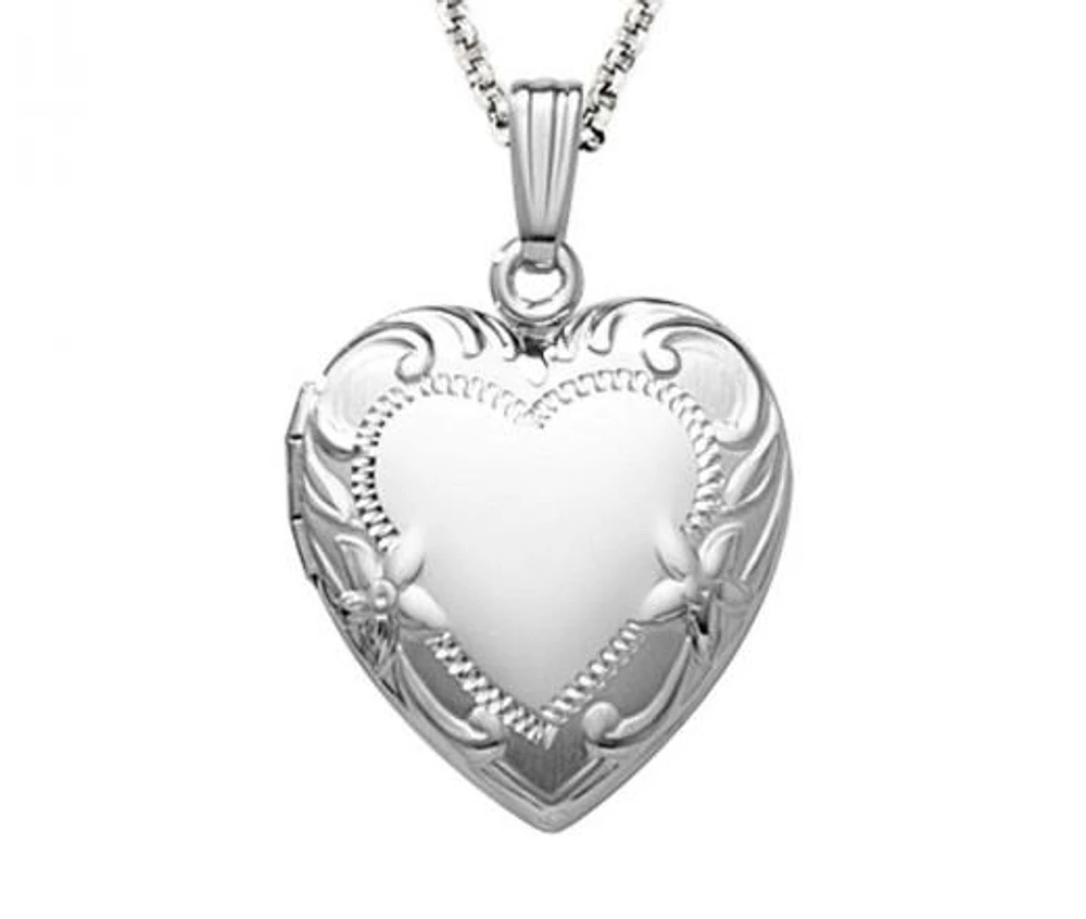 Sterling Silver 18" Engraved Heart Locket