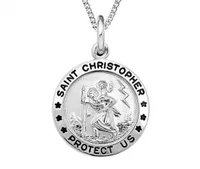 Sterling Silver 18" Round St. Christopher Medal