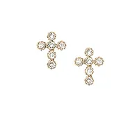 14K Yellow Gold Cubic Zirconia Earrings with 14K Gold Filled Fluted Bell Backs