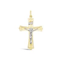 10K Yellow and White Gold Crucifix Pendant