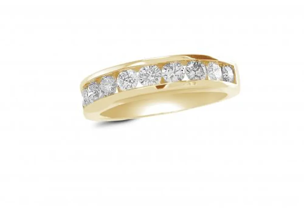 Infinity Two Yellow Gold Channel Set 0.75CTW Diamond Anniversary Ring