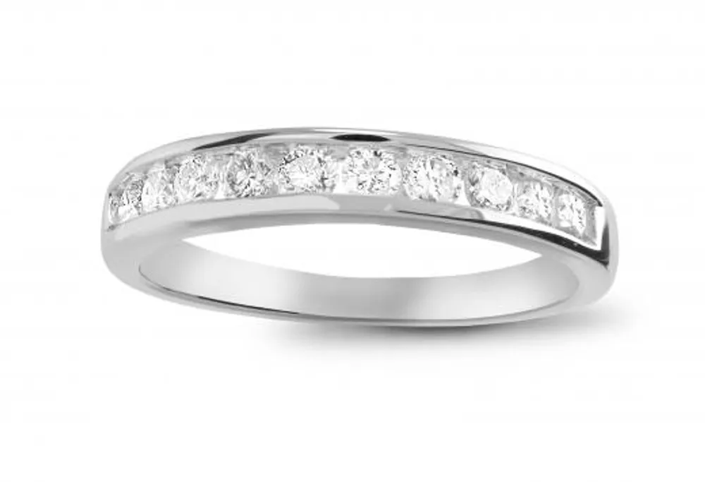 Infinity White Gold Channel Set 0.50CTW Diamond Anniversary Ring