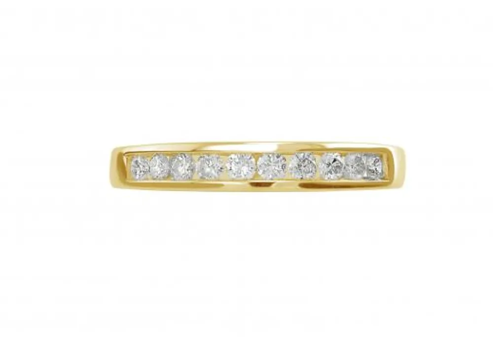 Infinity Yellow Gold Channel Set 0.25CTW Diamond Anniversary Ring