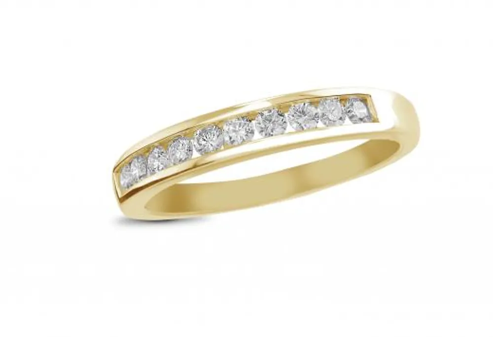 Infinity Yellow Gold Channel Set 0.25CTW Diamond Anniversary Ring