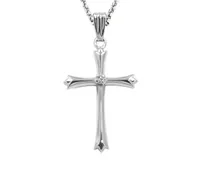 Sterling Silver 18" Diamond Set Cross