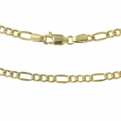 10K Yellow Gold 24" 3.5mm Diamond Cut Figaro Chain