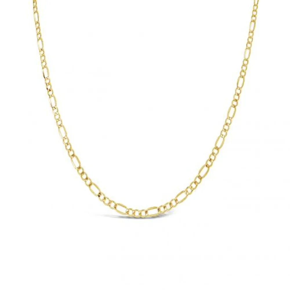 10K Yellow Gold 22" 4.3mm Diamond Cut Figaro Chain