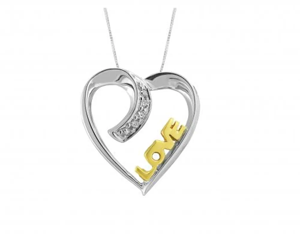 Sterling Silver Diamond Heart Pendant