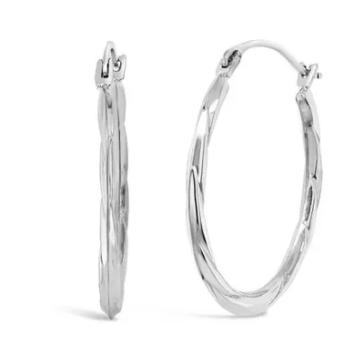 10K White Gold 2x20mm Tube Earrings