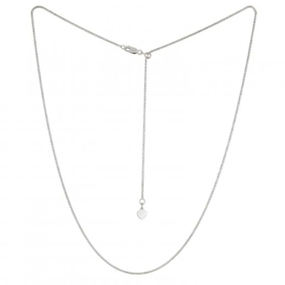 10K White Gold Adjustable to 22" 1.4mm Sparkle Chain