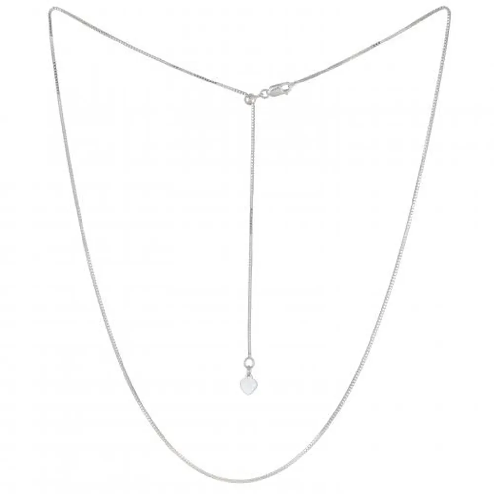 10K White Gold Adjustable to 22" 0.80mm Box Chain