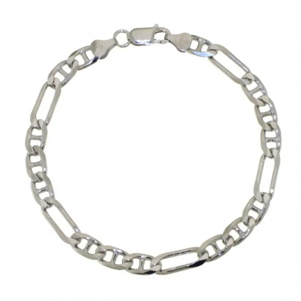 Sterling Silver 8.5" 6.8mm Figaro Gucci Bracelet