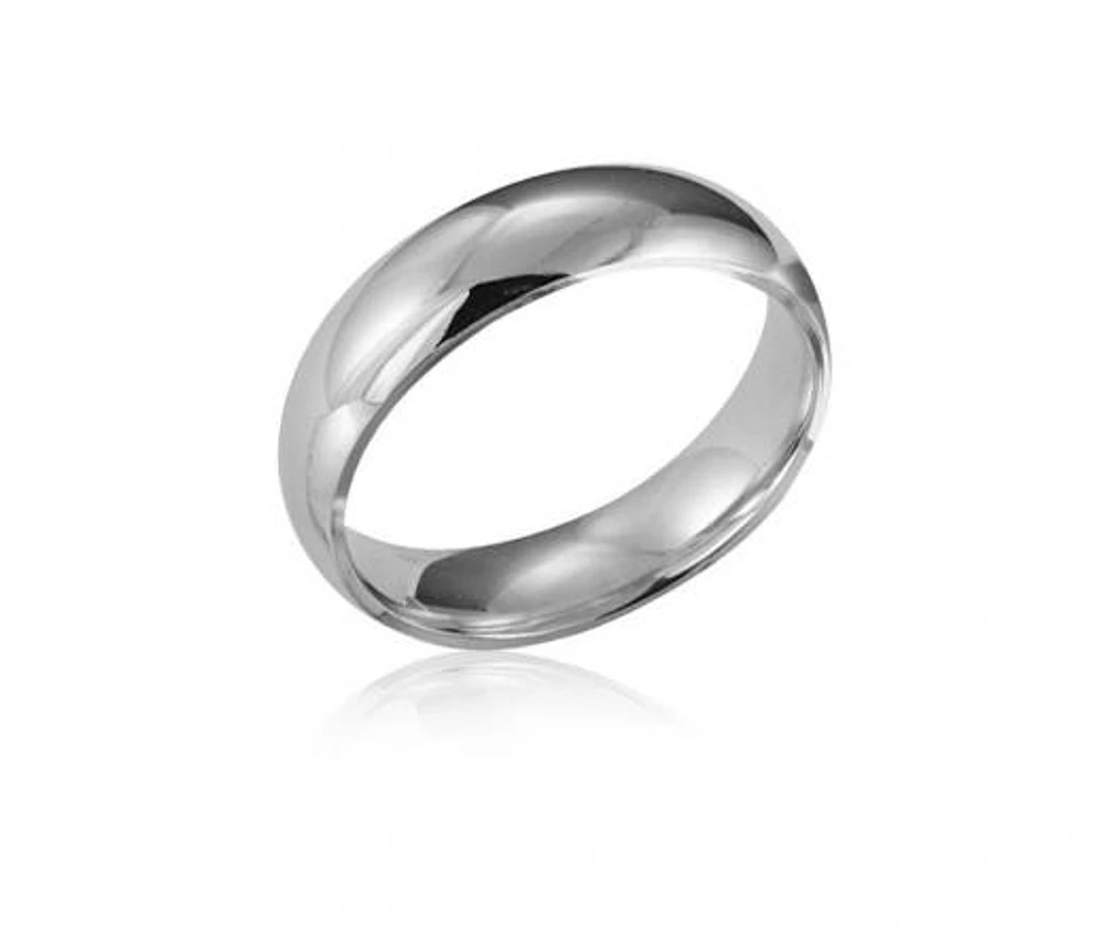 10K White Gold 6mm Comfort Fit Wedding Band Size 10