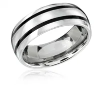 Men's Tungsten & Black Enamel Band