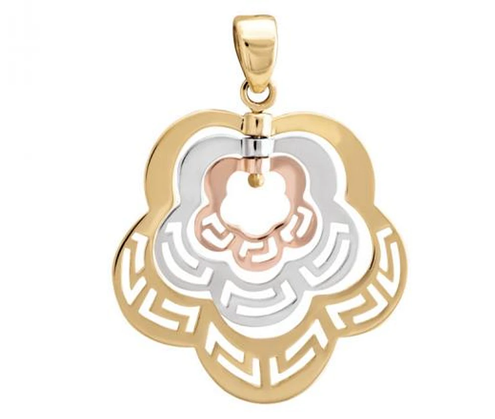 10K Tri-Colour Gold Fashion Pendant (Chain Not Included)
