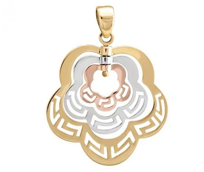 10K Tri-Colour Gold Fashion Pendant (Chain Not Included)