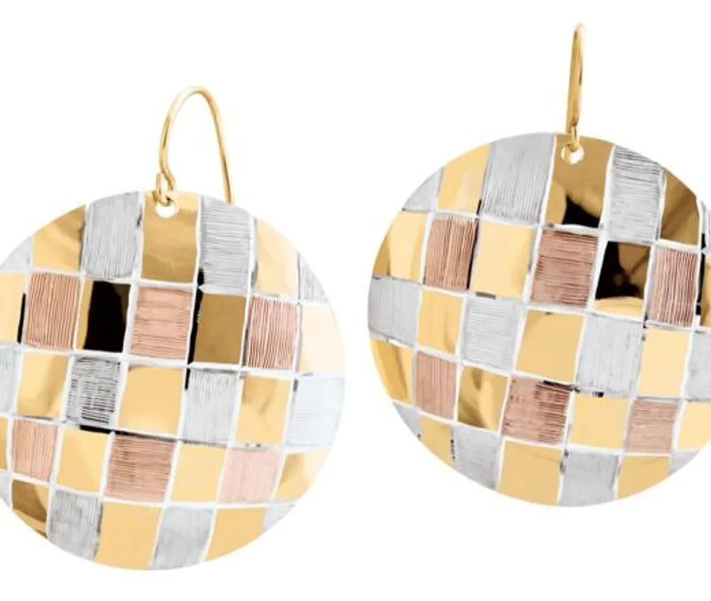 Argento Oro Tri-Coloured Circle Earrings