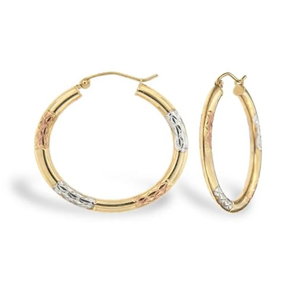 10K Two-Tone Tube Hoop Earring