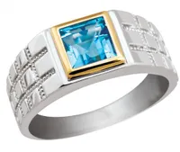 Sterling Silver Blue Topaz Men's Ring